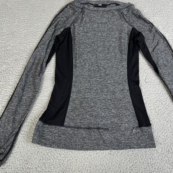 Lululemon Shirt Womens 4  Gray Black Full Tilt Pullover Ruffle Trim Thumb Holes - Picture 1 of 10